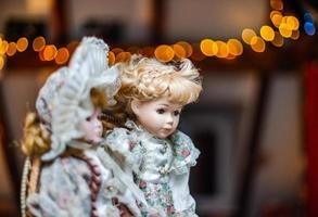 Beautiful dolls on sunday brocante in small alsacien village photo