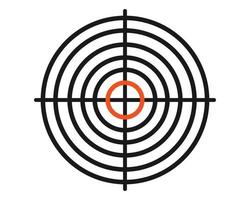 Gun shooting targets or aiming target in front view. Goal achieve concept vector