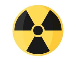 símbolo amarillo redondo de contaminación radiactiva, peligro nuclear y arma.