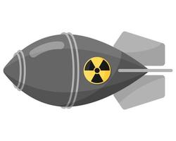 Gray nuclear or atomic bomb or warhead with radiation sign icon. Weapons of mass destruction. vector