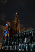 Laser lighting show on the walls of Cathedral Notre Dame de Strasbourg photo