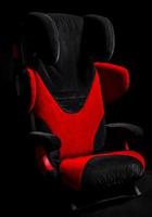 Safety car child seat isolated view, black and red photo