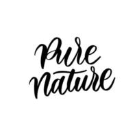 Pure nature hand lettering eco label sticker. vector