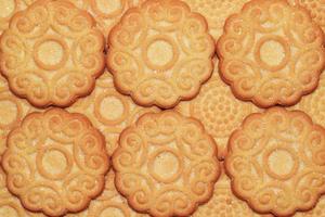 background of round sweet sugar cookies photo