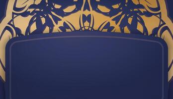 Dark blue banner with abstract gold pattern for logo design vector