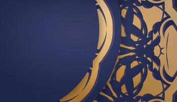 A blue and gold background with a circular design vector