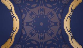 Dark blue banner with Indian gold pattern and space for your logo vector