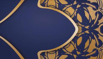 A blue and gold background with an ornate design vector