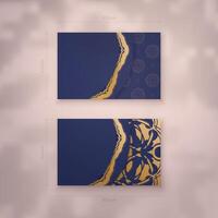 Two business cards with gold foil and blue background vector