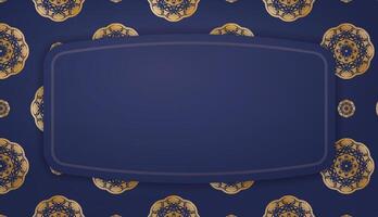 A blue and gold background with a frame vector