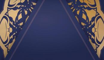 Dark blue banner with indian gold pattern for logo design vector