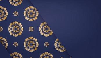 Dark blue banner with vintage gold ornament for design under your logo vector