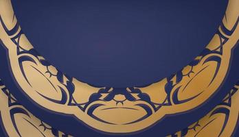 pancarta azul oscuro con motivos dorados antiguos y espacio para su logotipo vector