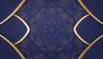 Luxury blue and gold background with a gold border vector