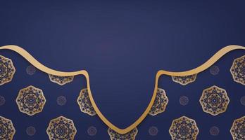 Dark blue background with vintage gold pattern and place under your text vector