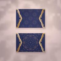 Two business cards with gold and blue designs vector