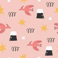 Cute seamless pattern with varied dinosaurs. Creative childish background for fabric. vector