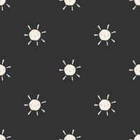 Seamless childish simple pattern for kids with cute sun in modern style. Vector illustration.