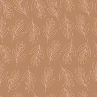 Seamless floral pattern with leaves on a beige background. Vector natural texture for eco-design of textiles, wallpaper, printing on paper, fabric, scrapbooking.