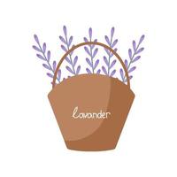 Lavender flowers in a bag, clipart. Vector illustration isolated. For a design or a postcard