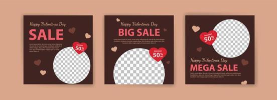 Social media post templates for digital marketing and sales promotion on Valentine's Day. fashion advertising. Offer social media banners. vector photo frame mockup illustration