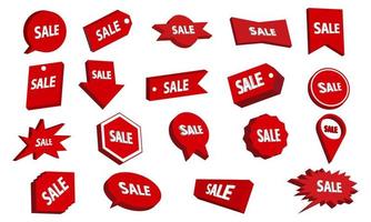 3d red color sales tag bundle vector