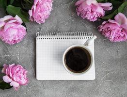 note book with peonies photo