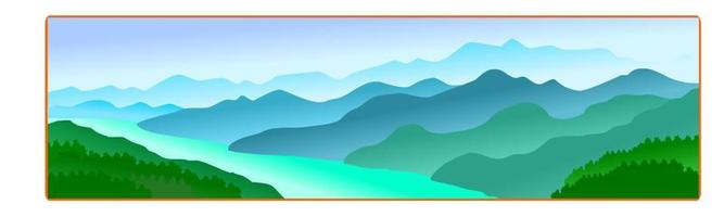 vector background of mountain ridges in layer