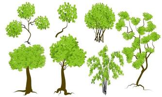 vector trees set isolated on white background