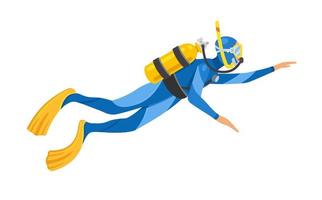 Scuba diver, diver on a white background. Vector illustration in cartoon style
