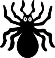 icono de silueta de araña negra sobre fondo blanco. vector