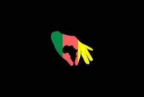 Hand with African Continent and Human for Donation Charity Foundation Logo Design Vector