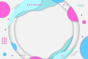 Abstract Landscape Circular Paper Cut with Blue Wave Liquid Background Design Vector