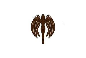 Black Sexy Angel Silhouette Logo Design vector