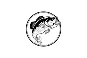 vintage saltando lubina salmón carpa pescado para pescador pesca deporte club insignia emblema etiqueta logotipo diseño vector