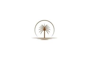 Sunset Sunrise Arabian Middle East Palm Date Tree with Desert Logo Design Vector