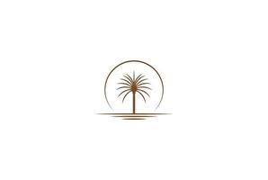 Sunset Sunrise Arabian Middle East Palm Date Tree with Desert Logo Design Vector