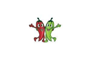 Red Hot Chili Mascot Cartoon Character for Restaurant Logo Design Vector