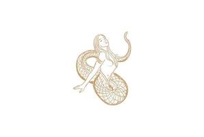 vintage retro caliente sexy medusa mujer dama mujer niña serpiente para bar club nocturno tira bailarina logotipo diseño vector
