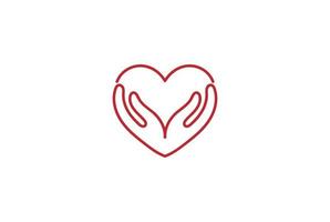 Simple Minimalist Hand and Love Heart Care Protect Logo Design Vector