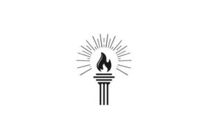 Pillar Column Burn Torch Fire Flame Light Logo Design Vector