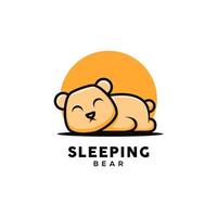 cute sleeping bear logo design vector