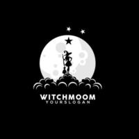 vector illustration of a female witch looking at the moon