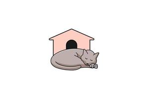 Modern House Cat for Pet Clinic Logo Design Vector