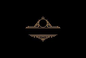 Elegant Luxury Golden Blank Decoration Frame Badge Emblem Label Logo Design Vector