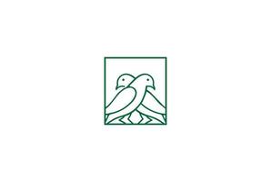 Simple Minimalist Dove Pigeon Canary Bird Nest Line Logo Design Vector