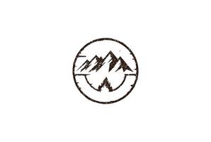 Ice Snow Mountain Badge Emblem Label for Outdoor Wilderness Adventure Logo Design Vector