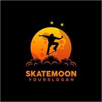illustration of skater on the moon gradient style vector
