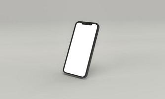 3D Render ilustración mano sosteniendo el teléfono inteligente blanco con pantalla completa y marco moderno menos diseño - aislado en fondo blanco foto