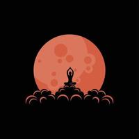 logo silhouette woman meditating on the moon vector